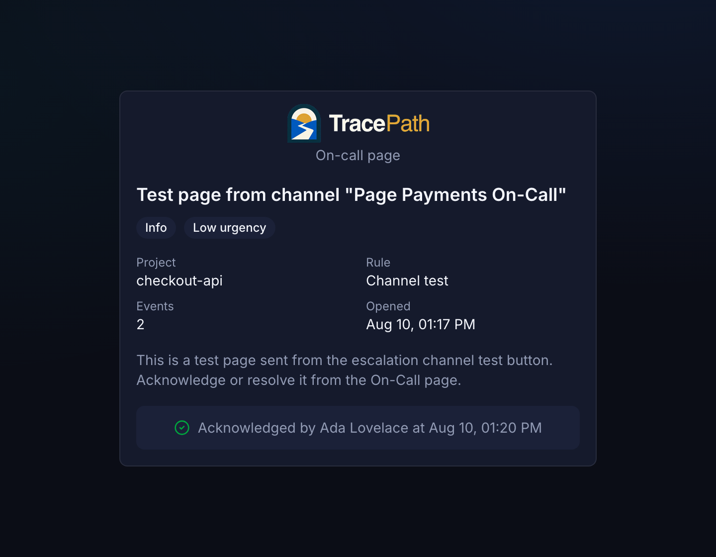 The no-login acknowledge page